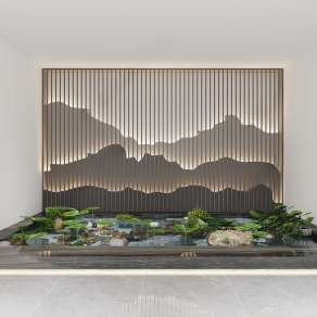 中式金鱼池景观造景3D模型下载